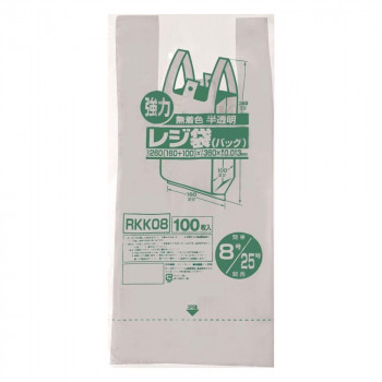 ジャパックス レジ袋 関東8号/関西25号 半透明 100枚×20冊×4箱 RKK08 ポリ袋 レジ袋