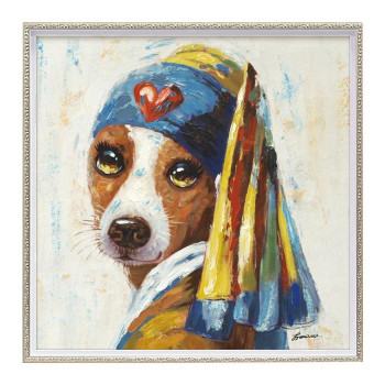 ユーパワー オイル ペイント アート 「青いターバンの犬」 OP-18029 アート